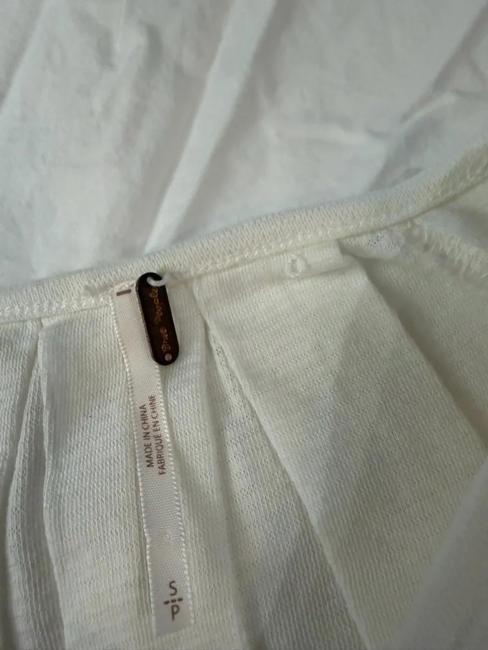 FREE PEOPLE Billie White Puff Sleeve Ribbed Pleated‎ Top S